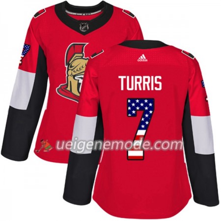 Dame Eishockey Ottawa Senators Trikot Kyle Turris 7 Adidas 2017-2018 Rot USA Flag Fashion Authentic
